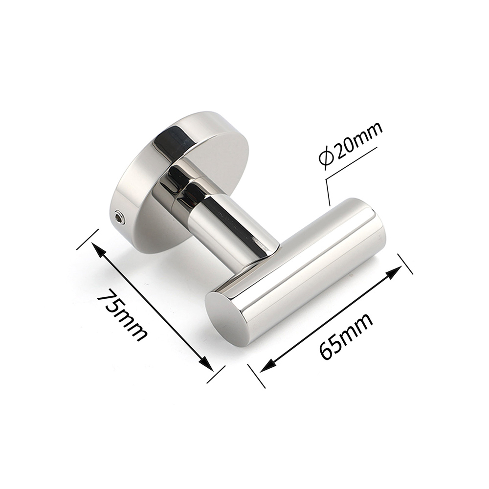 Chrome Round Robe Hook Hanger Organizer Bathroom Stainless Steel Accessory Kit — image 2