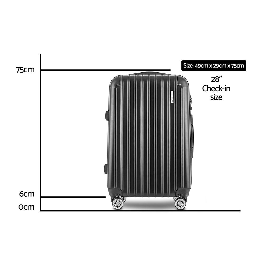 Wanderlite 28 Inch Luggage with TSA Lock Spinner Carry On Hard Shell Travel Suitcase Luggage Case Black โ image 2