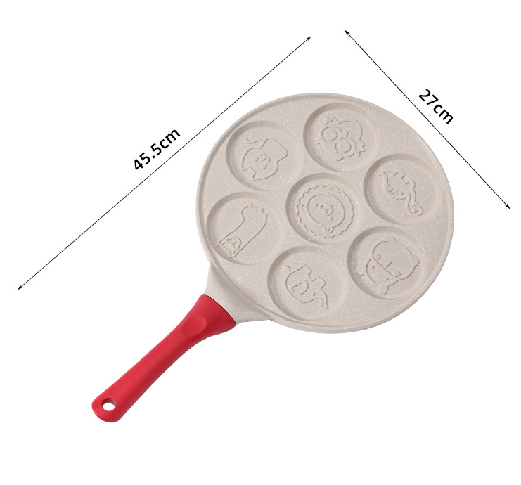 Black Flat 7-hole + Black Handle (Gas Model) Non-Stick Pancake Pan - 7-Hole Fun Shapes Breakfast Griddle (27cm) โ image 3