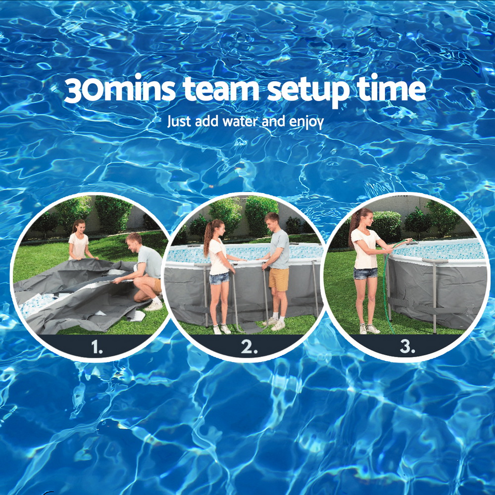 Bestway Swimming Pool 427x250x100cm Steel Frame Above Ground Pools Filter Pump Ladder 7250L — image 6
