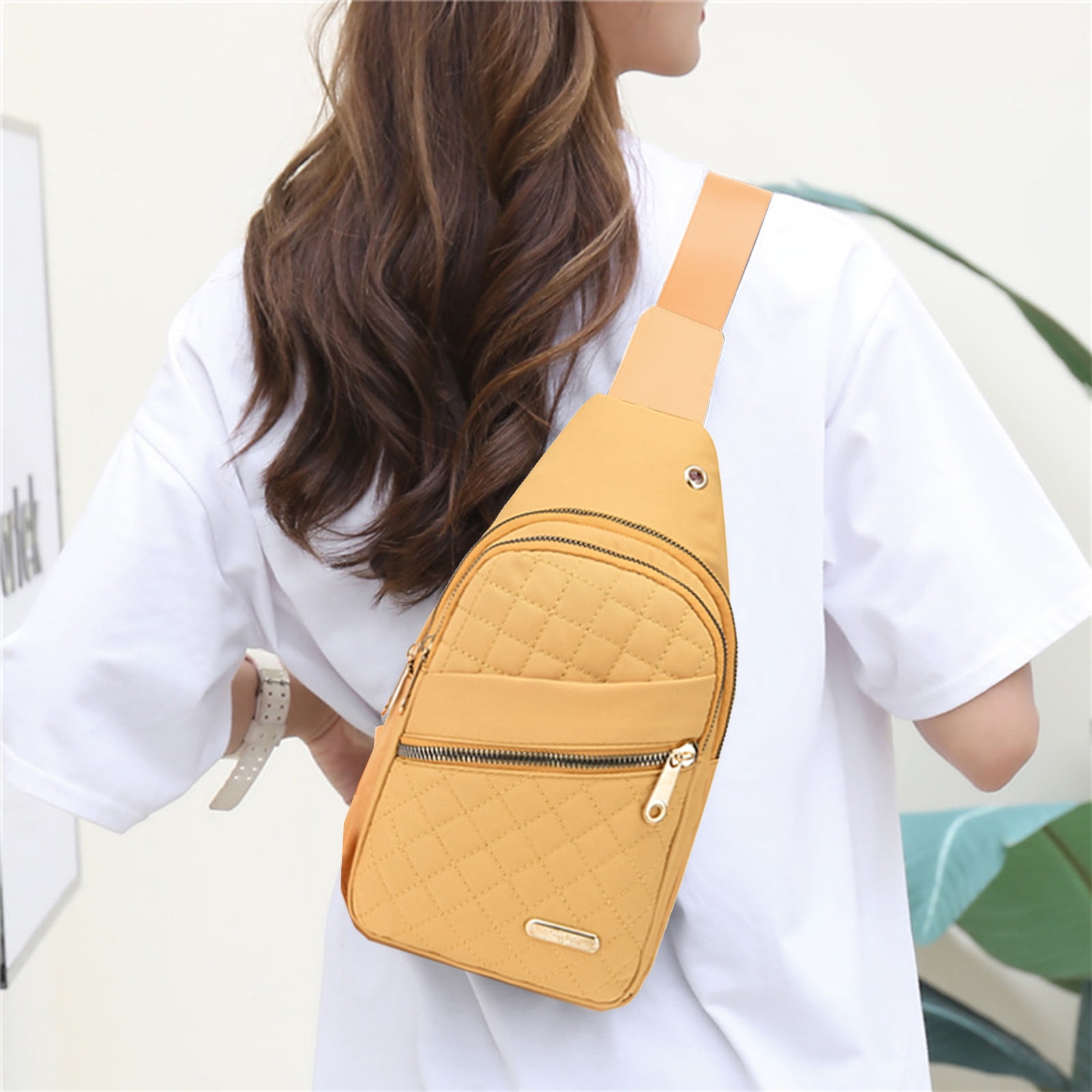 Sling Bag for Women, Crossbody Sling Backpack Small Sling Bag Multipurpose Crossbody Shoulder Bag Travel Hiking Backpack, Sling Bag for Men #1-Yellow