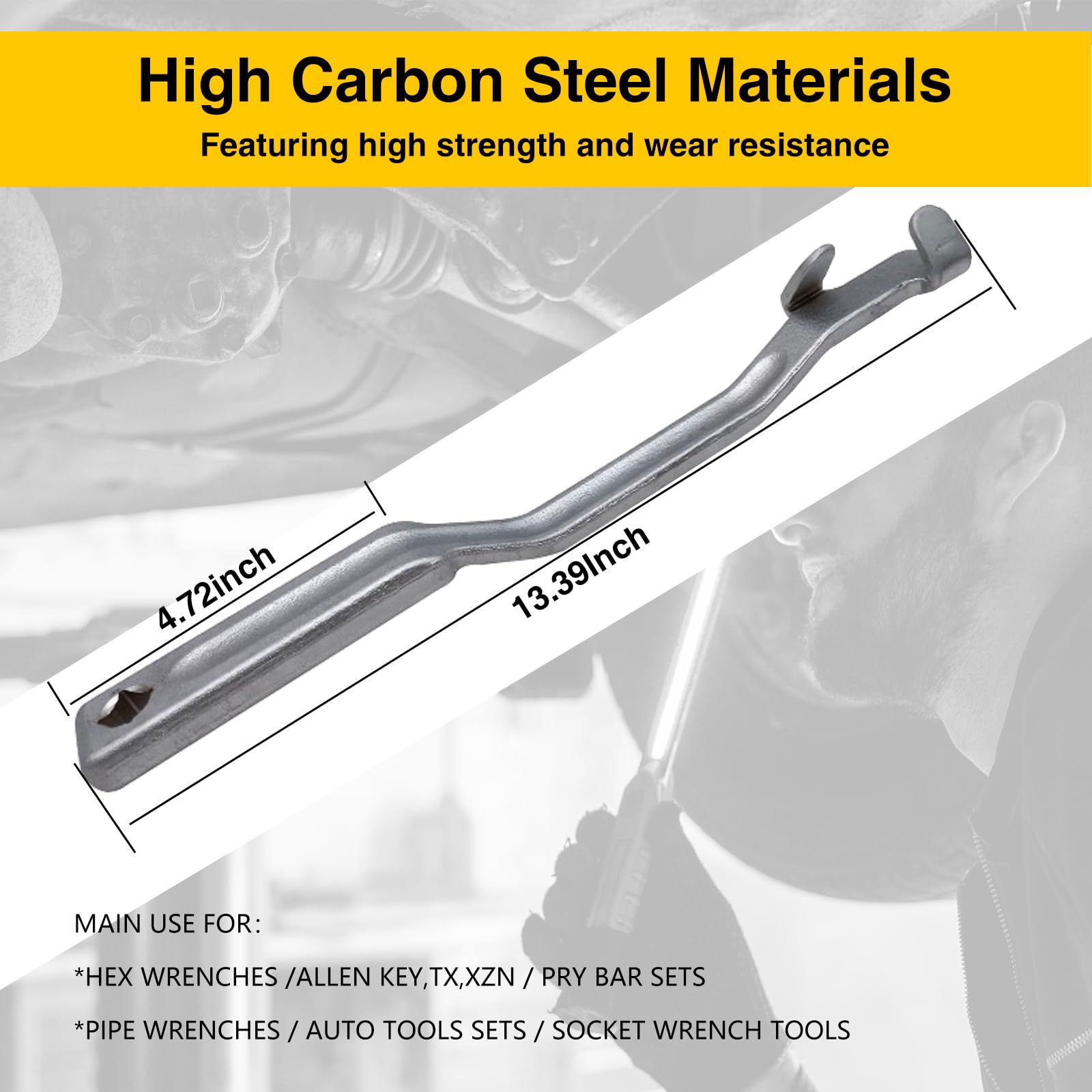 Wrench Extender Tool Bar- Long Torque Amplier with 1/2 inch Square Hole Adapter, Garage Repair, Automotive,Hard To Reach Areas โ image 3