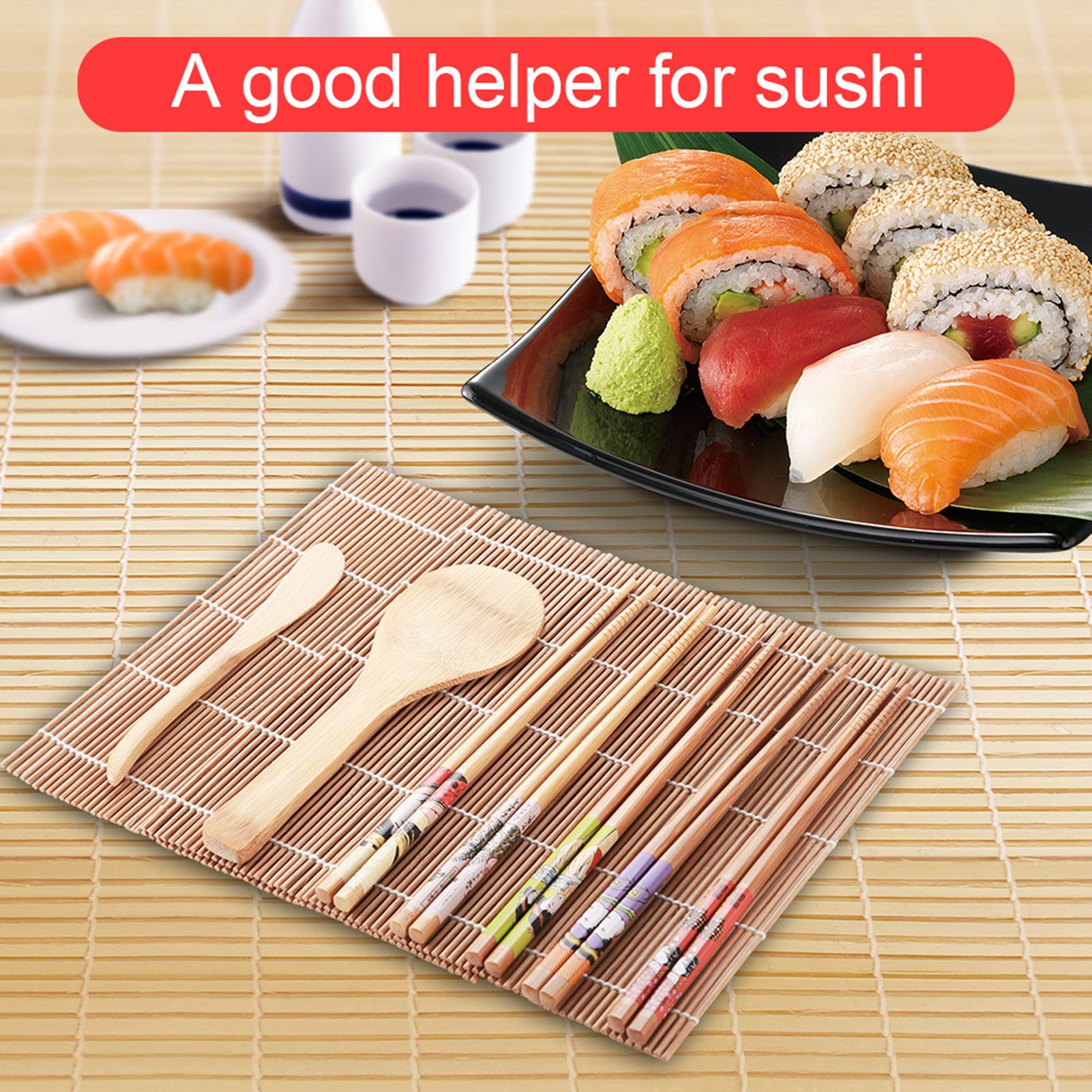 13Pcs/set Bamboo Sushi Making Kit Family Office Party Homemade Sushi Gadget For Food Lovers β image 3