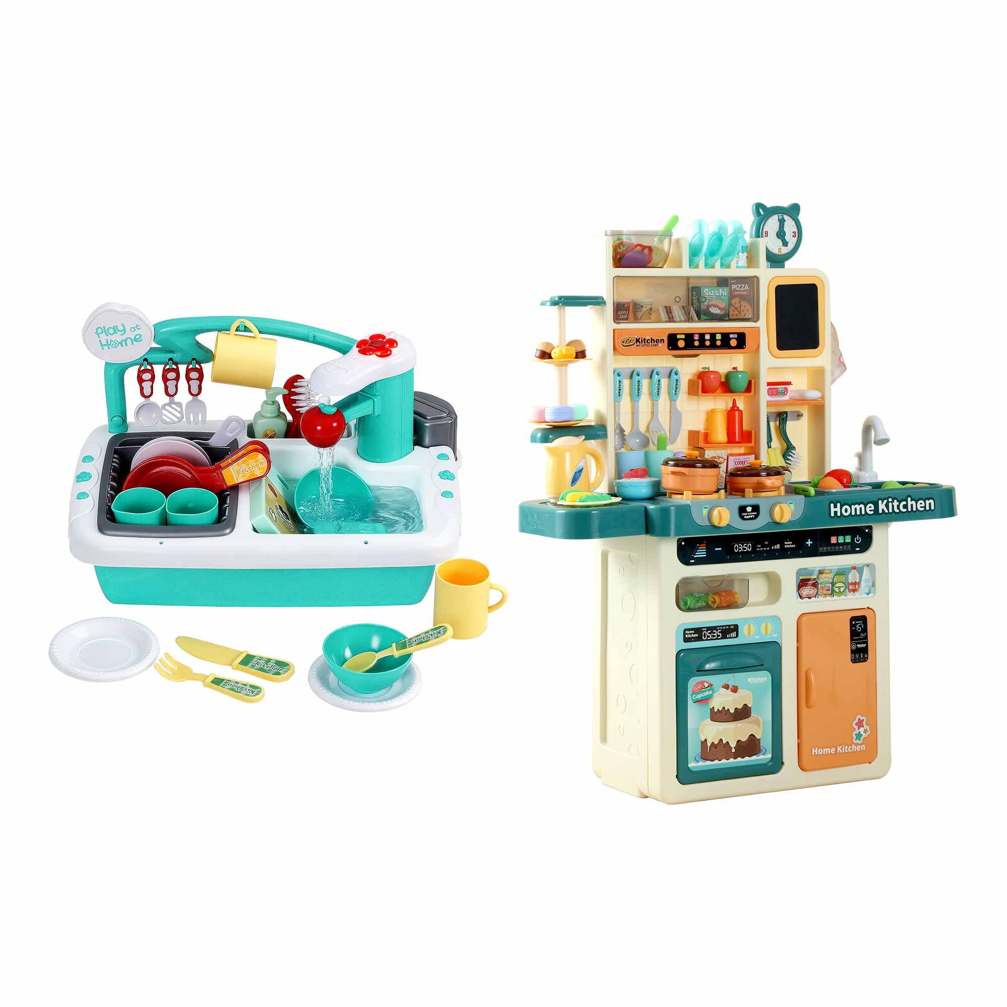 Keezi 2 Piece Kids Pretend Kitchen and Washing Playset Sink Toys — image 3
