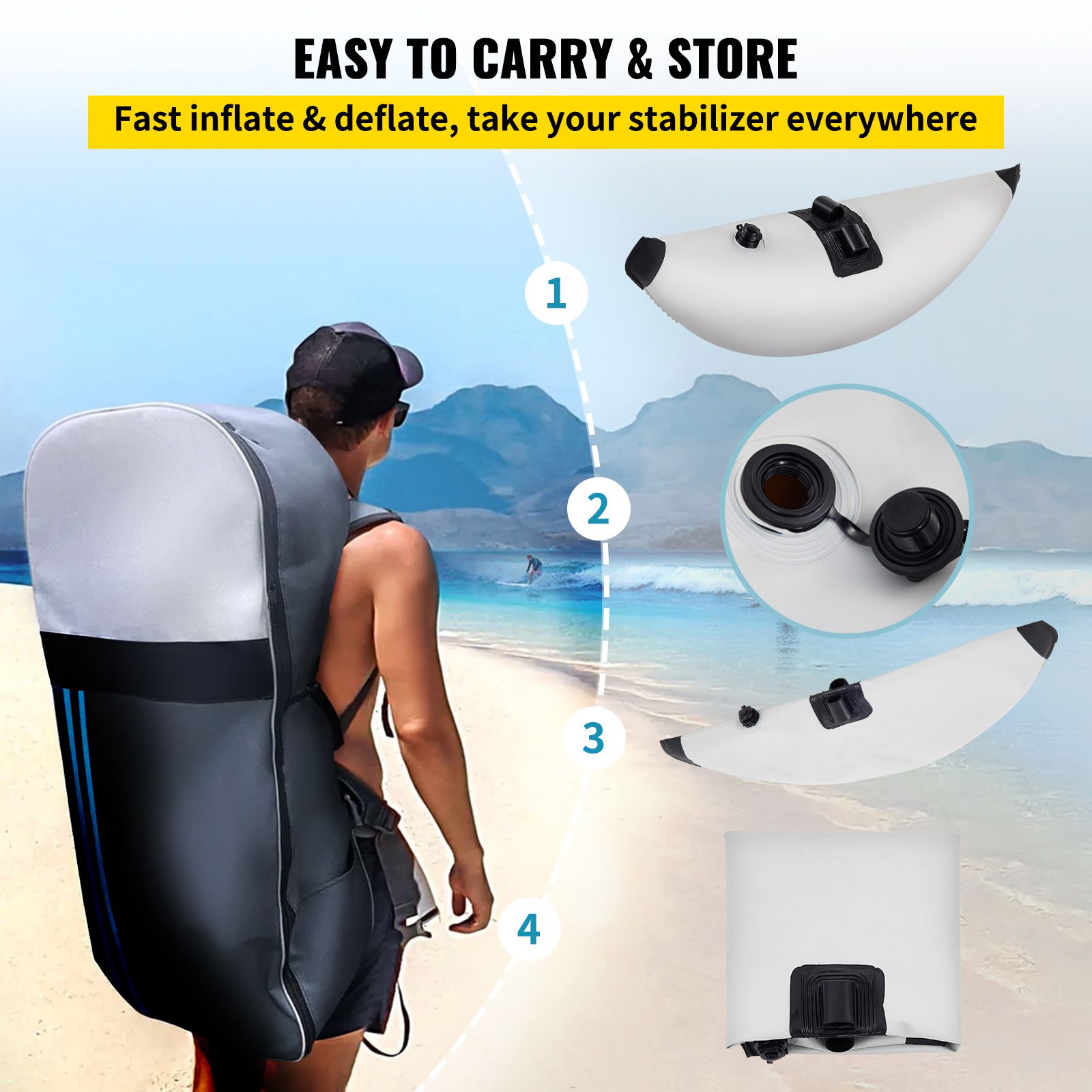 Kayak Outrigger Stabilizer Inflatable Outrigger Float 2PCS PVC w/ Arms Rod — image 4