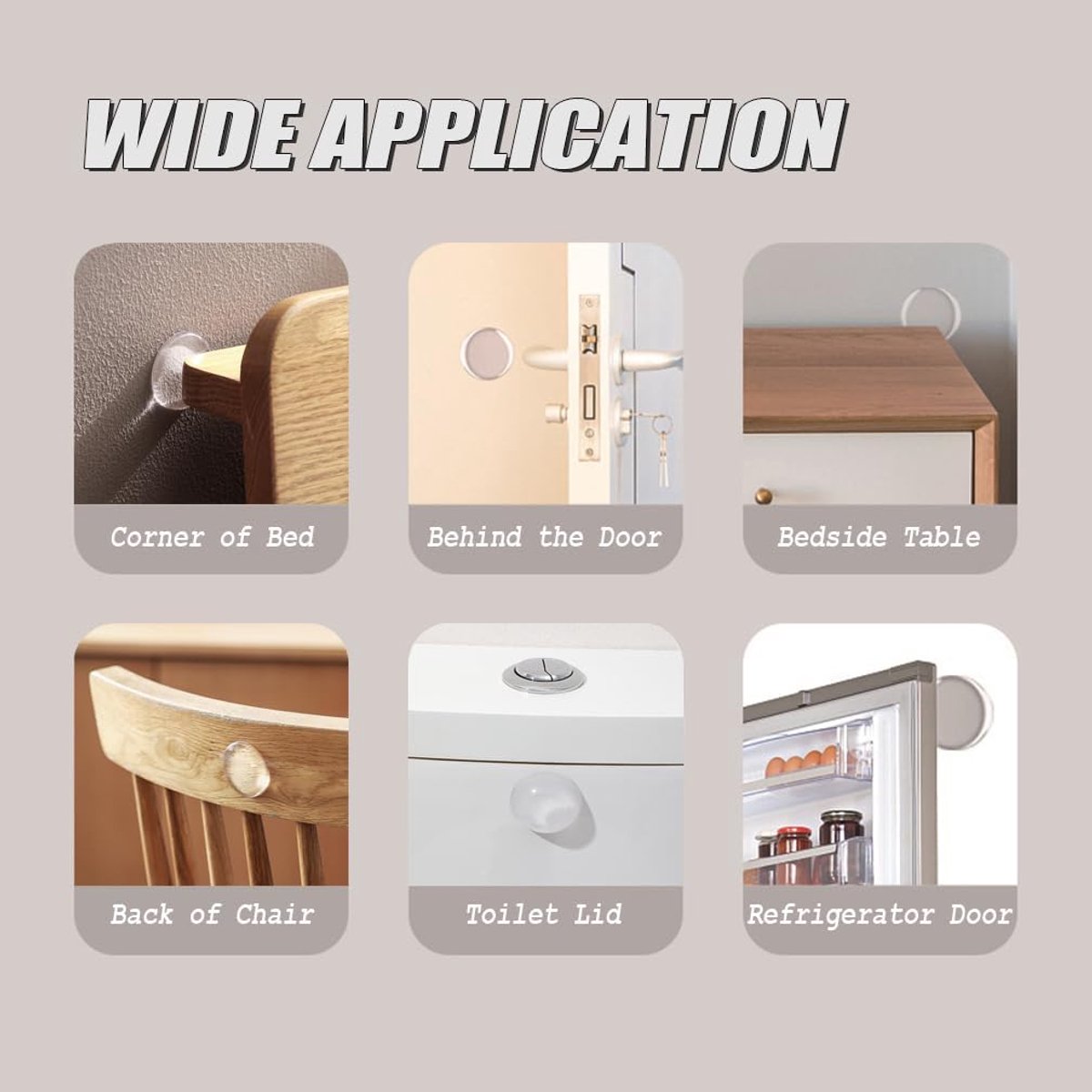 6 pieces - door stoppers - 40*40*8 mm - wall stopper for door handle - self-adhesive wall protector - silicone door stoppers - soft door damper - round wall โ image 4