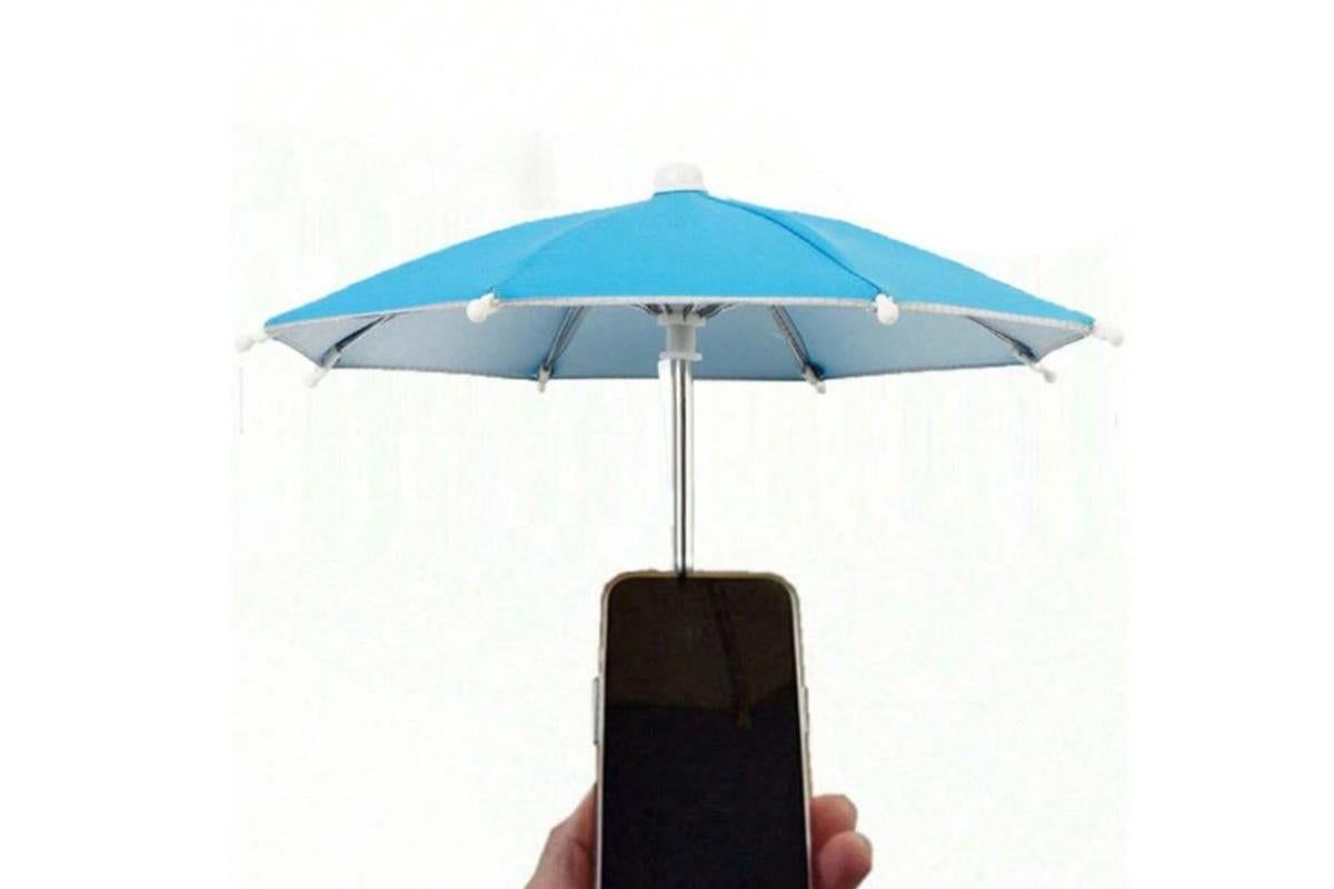 Phone Umbrella with Suction Cup Stand Universal Adjustable Piggy Anti-Glare Sun Shade -Sky Blue — image 4
