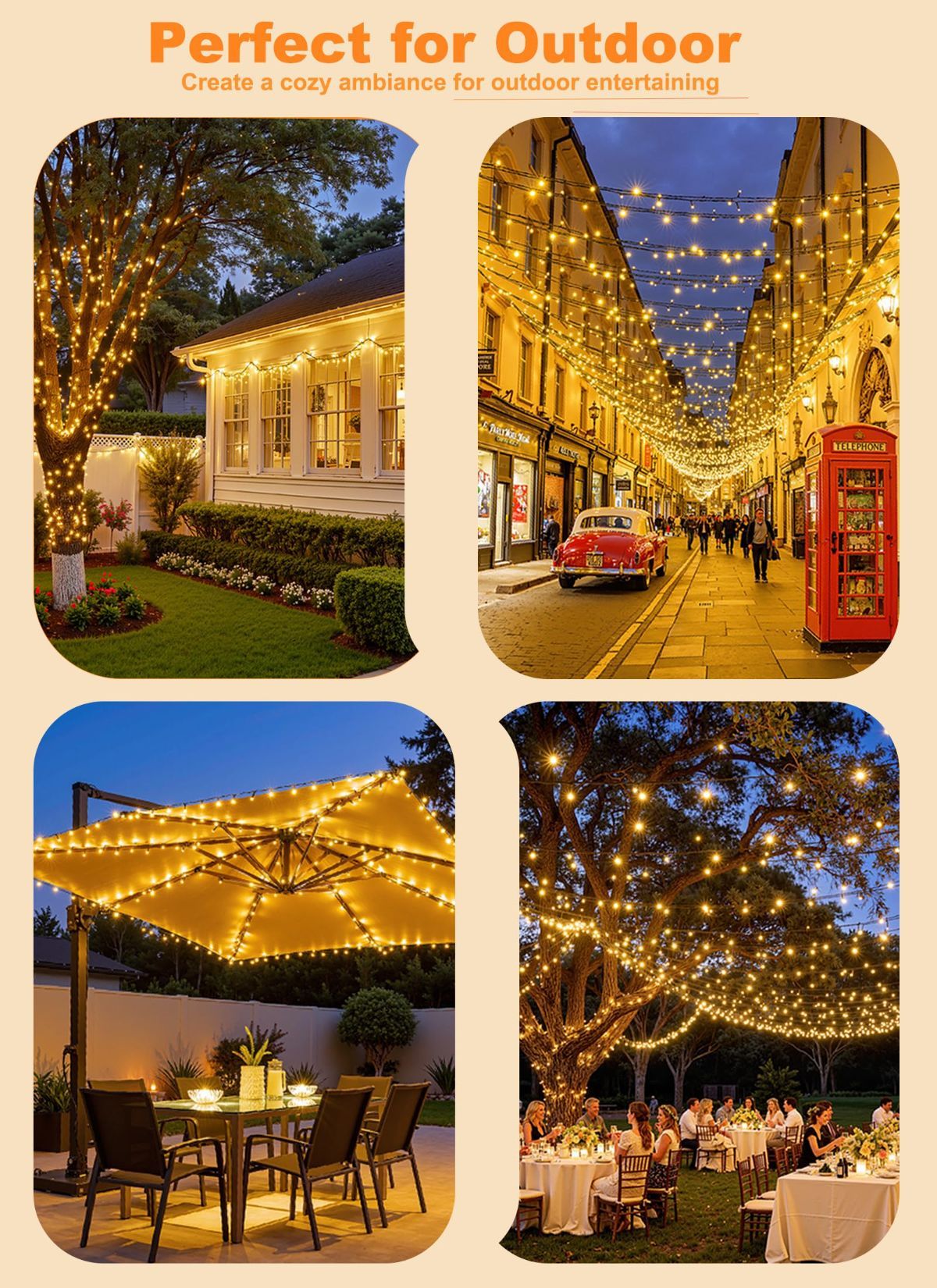 Solar String Lights Outdoor, 2 Pack LED Solar Outdoor Lights | Solar Fairy Lights with 8 Lighting Modes, Waterproof Solar Christmas Halloween Lights — image 3