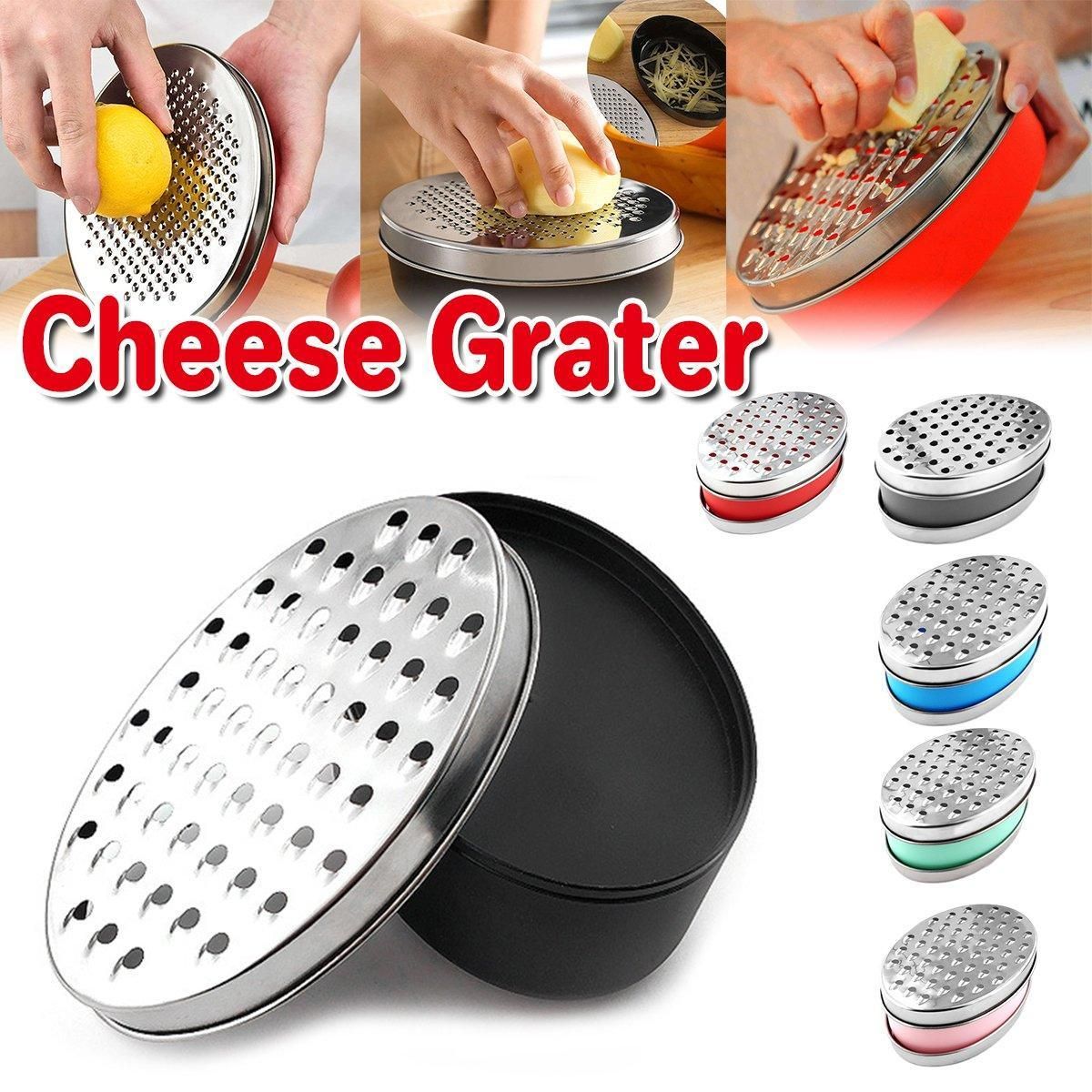 Stainless Steel Kitchen Cheese Grater with Container Storing Fruits Cheese Box - Red — image 2