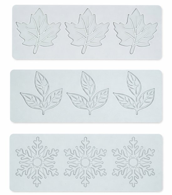 Baking Molds (3-Piece Set) - Silicone Baking Molds - Maple Leaf, Clover, and Snowflake Patterns - Suitable for baking chocolate, candy, and cupcakes, this is a