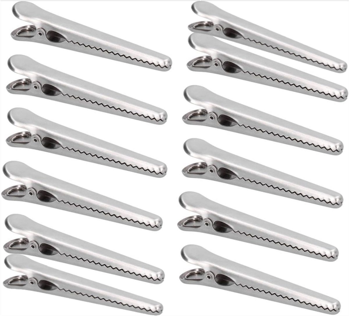 12 Stainless Steel Bag Clips - Airtight Seals for Coffee, Chips & Food - Strong Jaw Grip for Freshness Preservation - Kitchen Organization & Storage