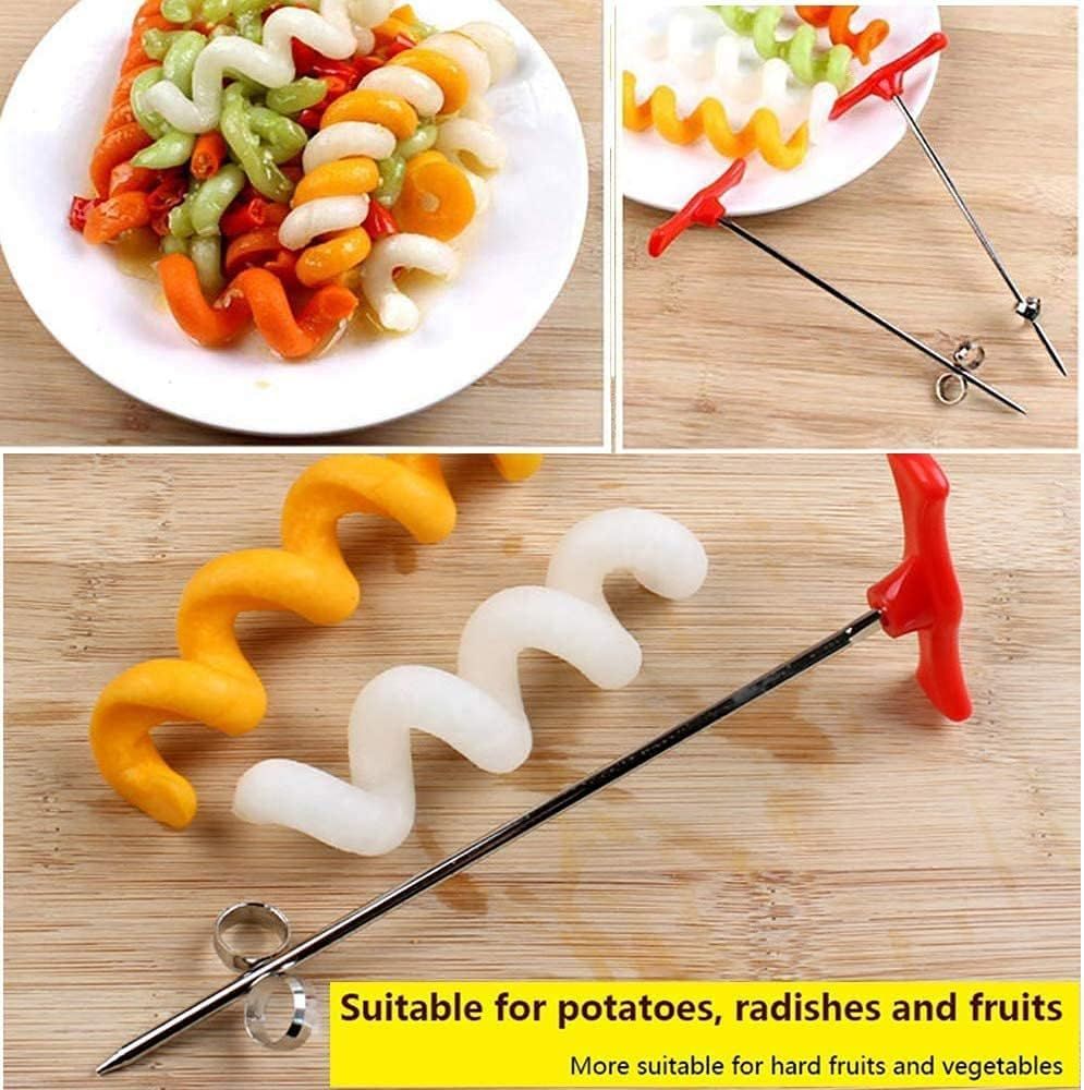 2pcs Vegetables Spiral Knife Carving Tool Carrot Cucumber Manual Spiral Screw Slicer Cutter Spiralizer, Fruit Corer And Veggie — image 2