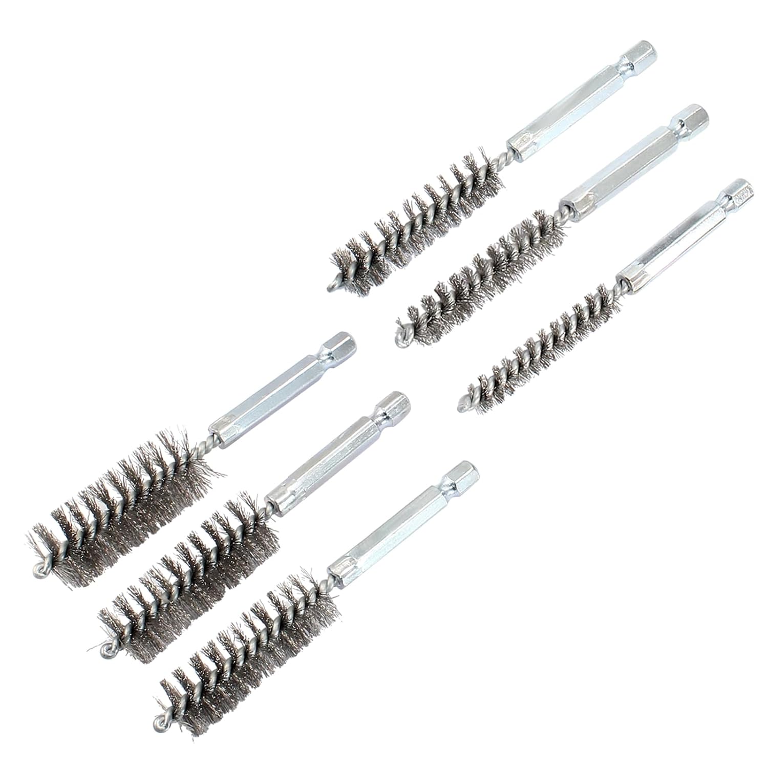 Biaungdo 6 Pcs Stainless Steel Bore Brush, Twisted Wire Drill Brush Metal Bristles Wire Brush Bore Cleaning Brush with Hex Shank Handle for Power Drill โ image 5