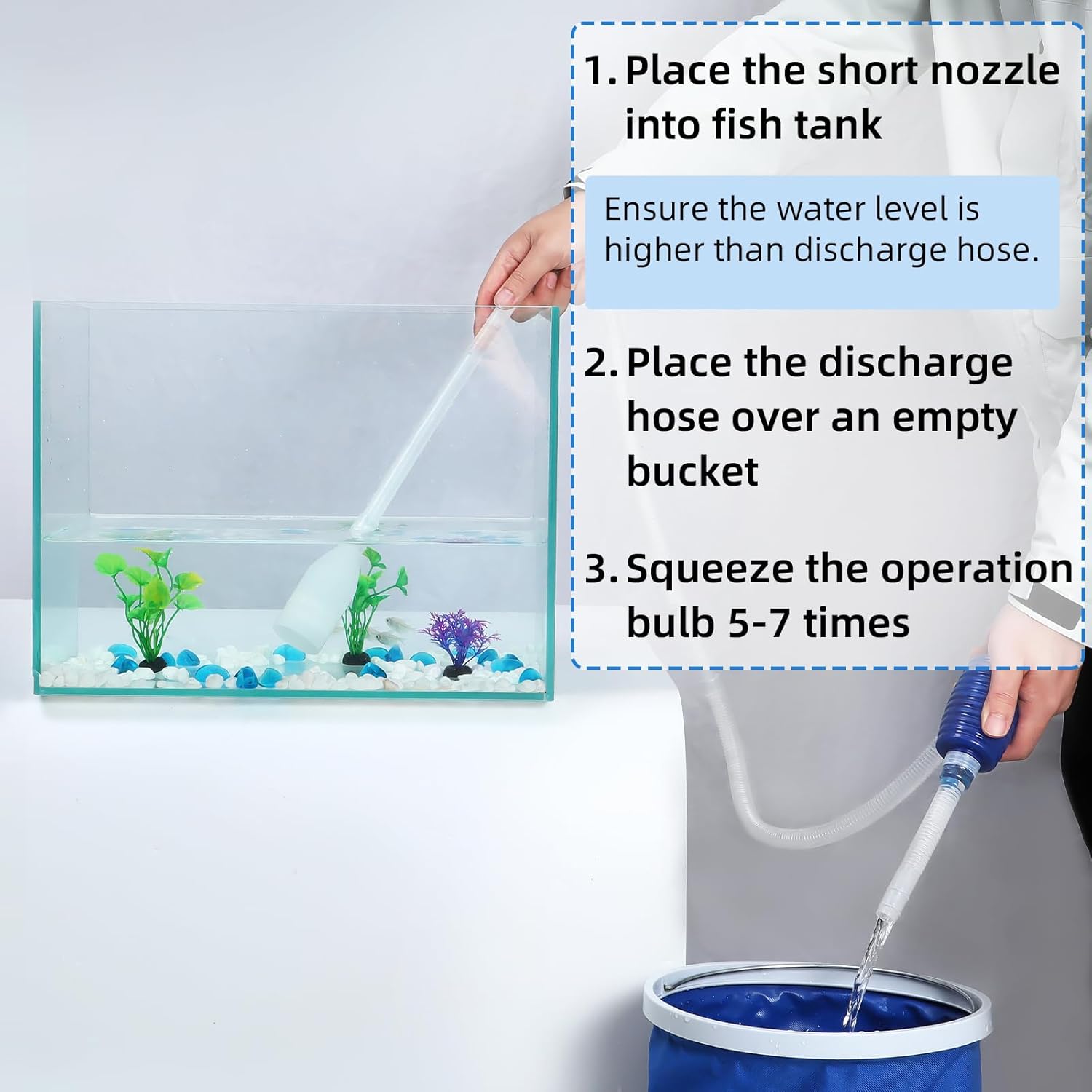Aquarium Vacuum Siphon, Fish Tank Water Changer, Gravel Cleaner, Hand Pump โ image 5