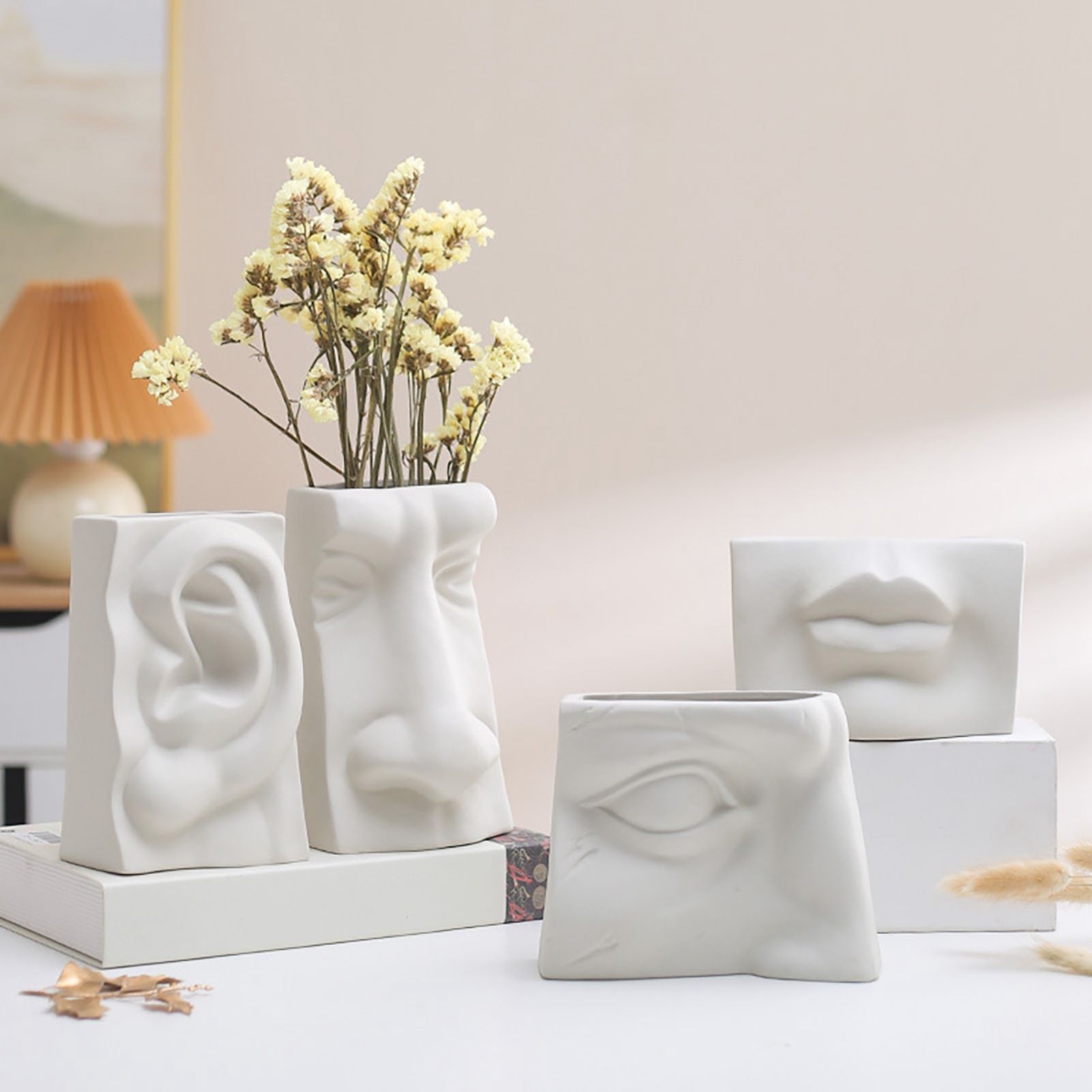 Ceramic Flower Vase Human Face Vase Minimalist Decorative Hydroponic Flower Arrangement Container — image 3