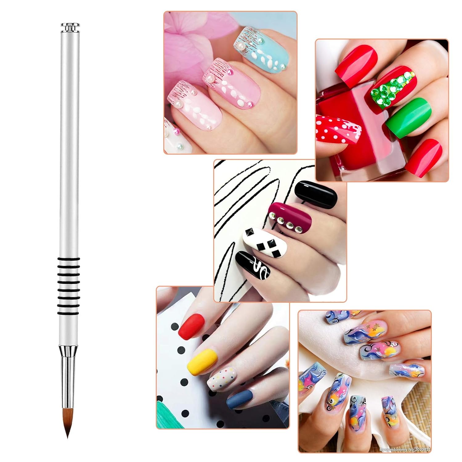 3D Nail Art Brush for Acrylic Powder, Kolinsky Acrylic Nail Brush, Silver Metal with Non-Slip Handle (Size # 2) — image 6