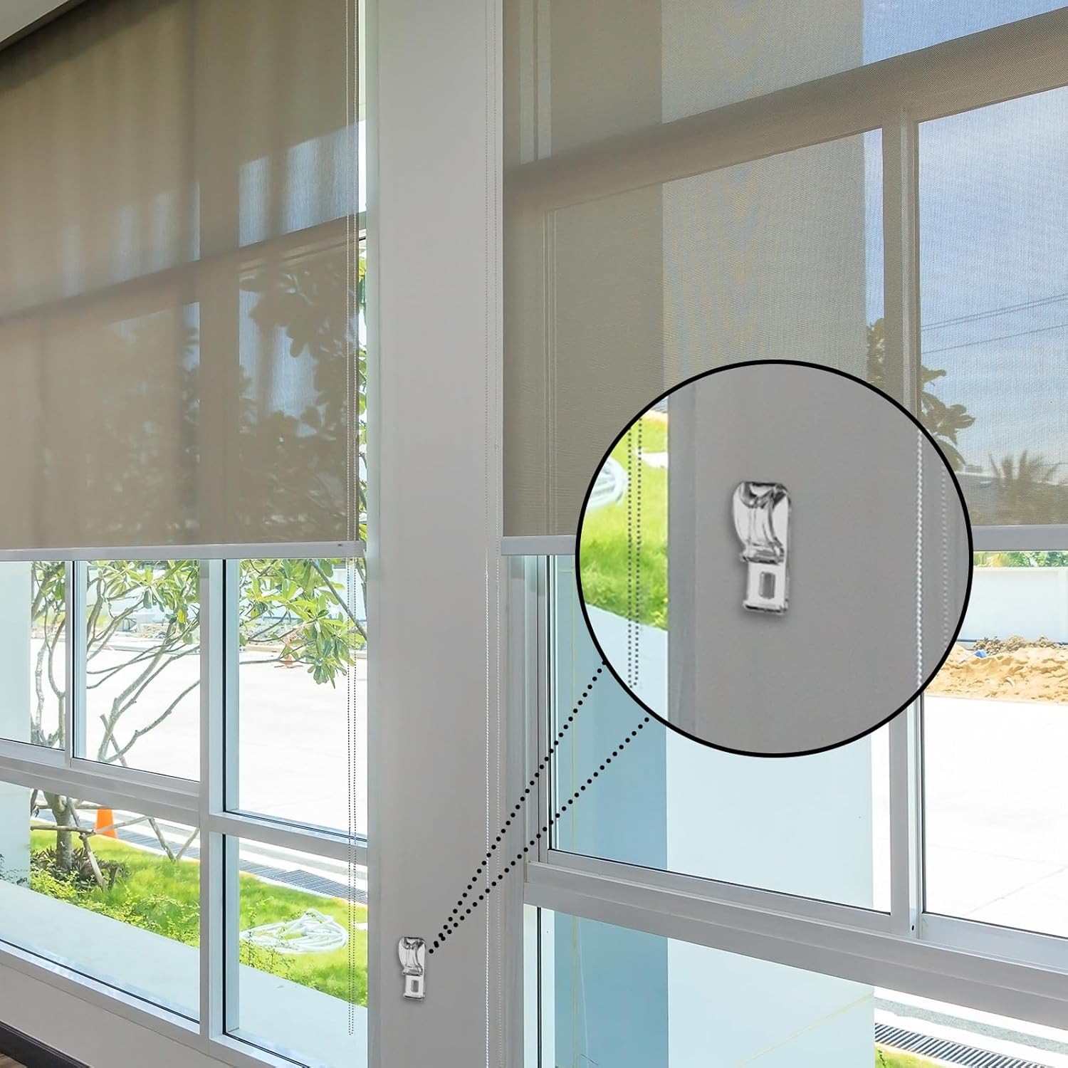 20 Sets Roller Shade Clear Safety Chain and Cord Guide Curtain P Clip Blind Cord Holder Fixation Hook Bead Chain Tension Device with Screws for Roller Vertical — image 3