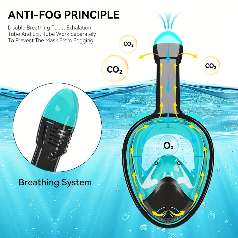 L/XL full-face silicone snorkeling mask, full-dry panoramic snorkeling mirror, camera bracket, large frame anti-leakage and anti-fog swimming mirror set — image 4
