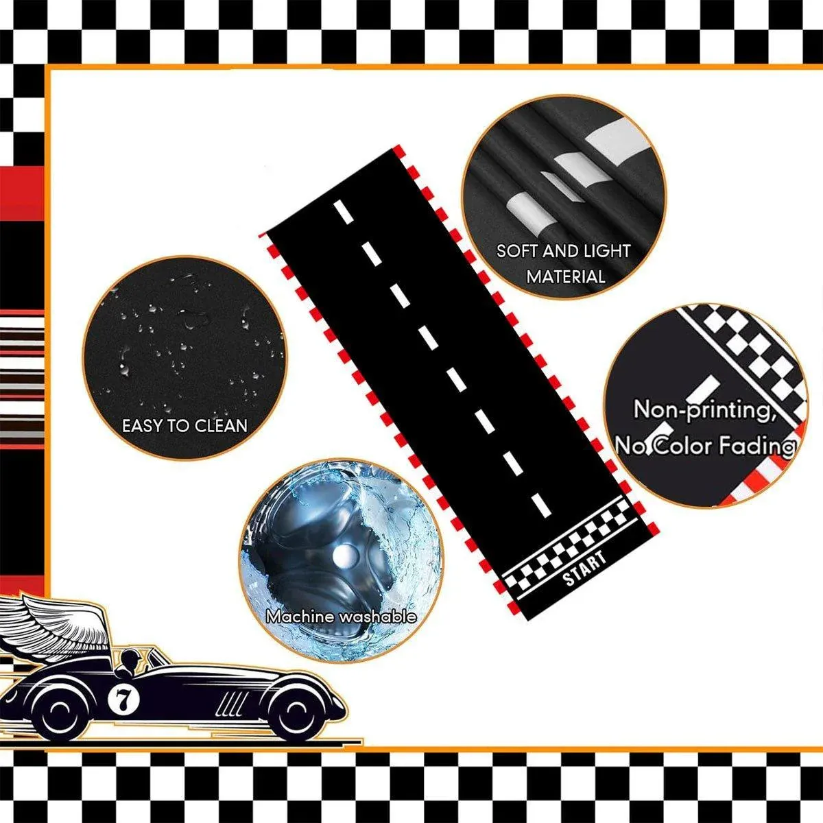 4pcs Black White Racing Runway Party Decor Fabric Race Track Background Material โ image 6