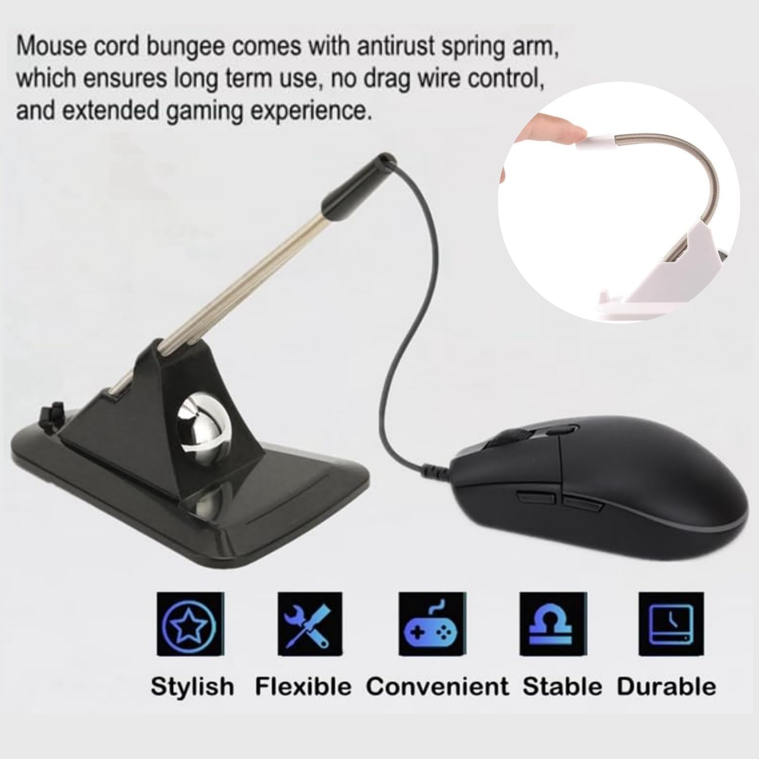 Gaming Mouse Bungee, Highly & Fashionable Mouse Cord Holder for Esports,Flexible Mouse Bungee Cord Management, Universal Game Mouse Cable Management Fixer — image 5