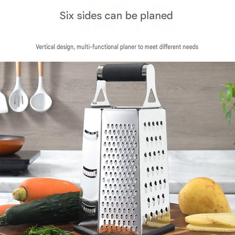 Multifunctional Six-Sided Box Vertical grater - Hollow tubular handle - Stainless Steel Kitchen Tool with Non-Slip Base for Vegetables, Cheese, and Potatoes — image 5