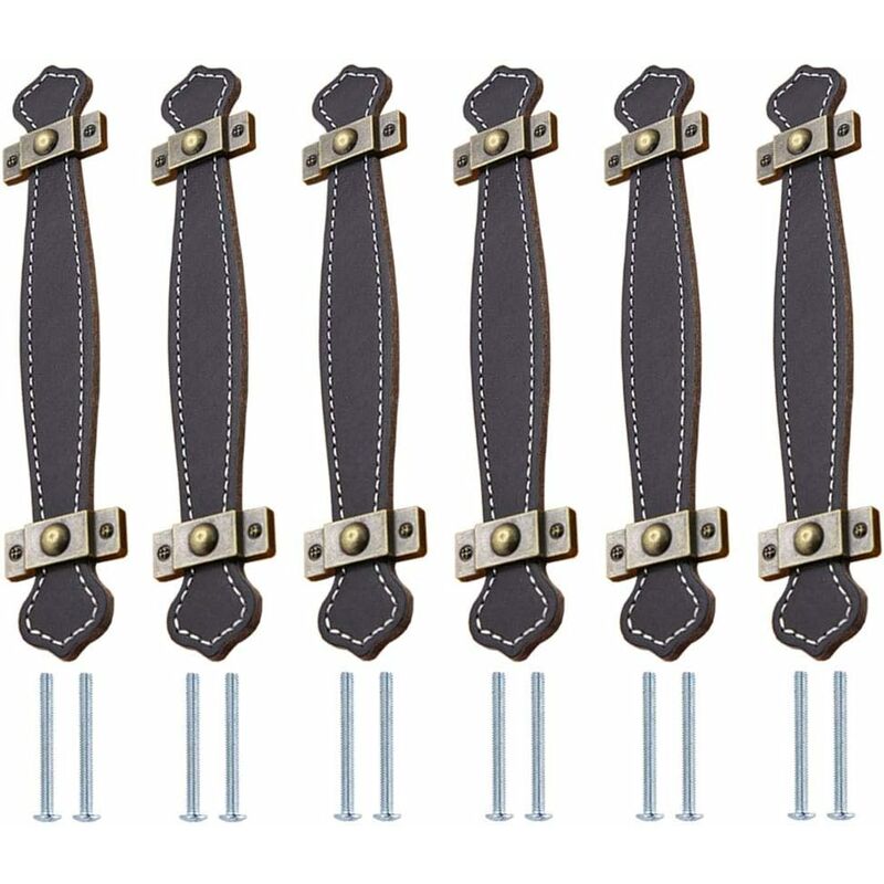 Leather Handle 6 Pieces Leather Handles For Furniture Leather Door Handle Leather Drawer Handles Cabinet Handle For