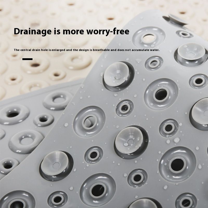 Soft Silicone Bath Mat Non Slip with Suction Cups Tub Mat for Bathroom for Kids Elderly Extra Large Shower matt - Grey — image 4