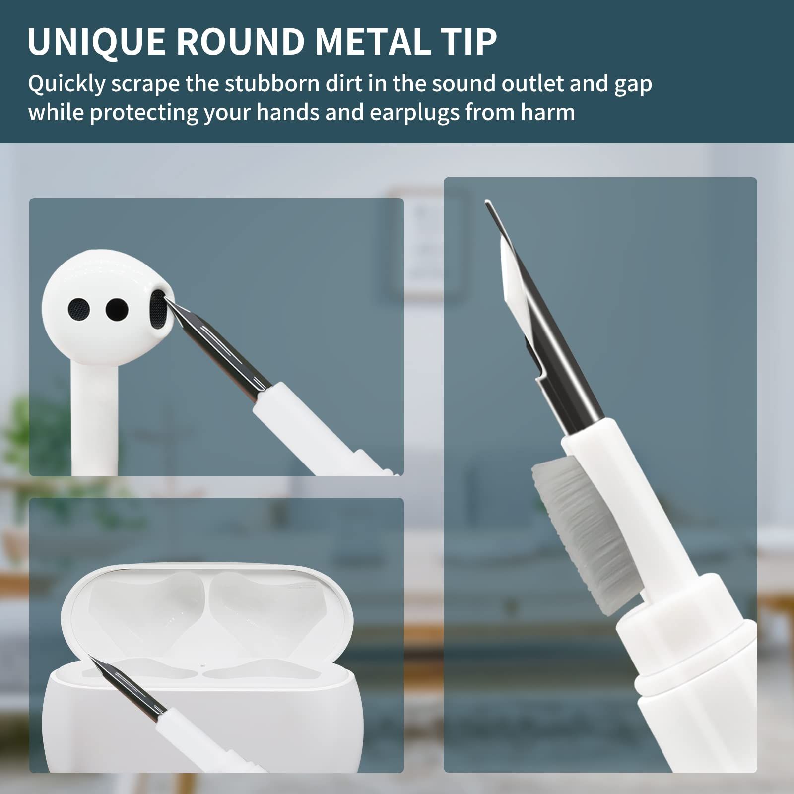 3-in-1 Multifunctional Earbud Cleaning kit with Sponge, Soft Brush, Metal Tip, Portable Reusable Bluetooth Earbuds Cleaning Pen — image 5