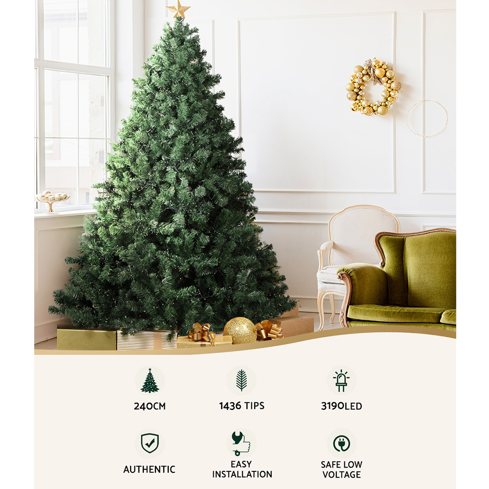 Jingle Jollys Christmas Tree 2.4M Xmas Tree Decorations 3190 LEDs 8 Light Mode โ image 3