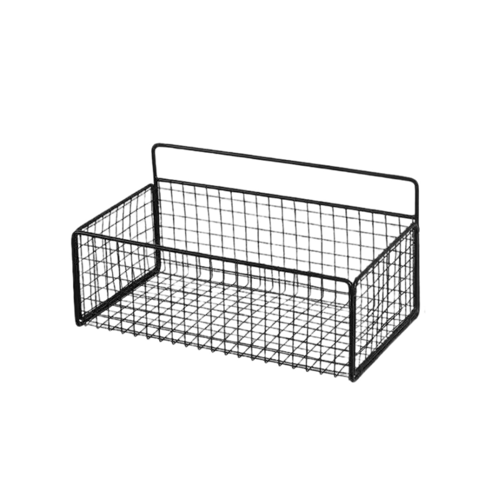 2 Pieces Wall Mounted Metal Storage Baskets, Hanging Shelves for Bathroom Toiletries, Kitchen Seasonings, Black — image 2