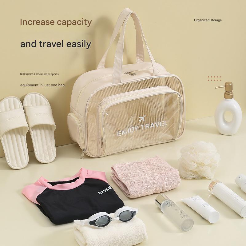 Waterproof beach bag with wet and dry separation, gym and swim storage bag, toiletries and cosmetic bag for swimsuits and goggles (Pink has shoe โ image 6
