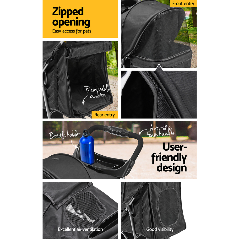 i.Pet Pet Stroller Dog Pram Cat Carrier Large Travel Pushchair Foldable 3 Wheels — image 5