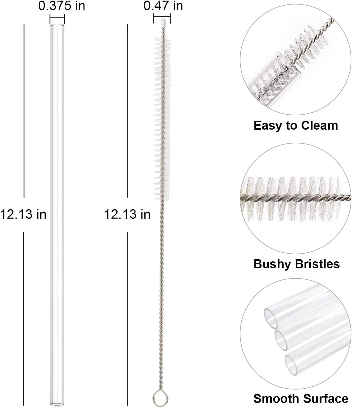 Replacement Straw Compatible with Stanley 40 oz 30 Cup Tumbler, 6 Pack Reusable Cleaning Brush, Plastic, Clear Straw*6 For 40oz/30oz — image 2