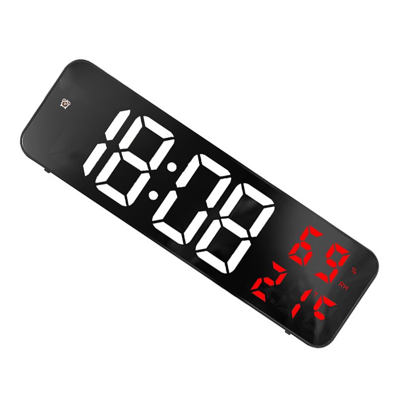Mirror Large Digital LED Clock Home Electronic Alarm Clock Large Screen Plug in Clock Wall Mounted White and Red — image 2