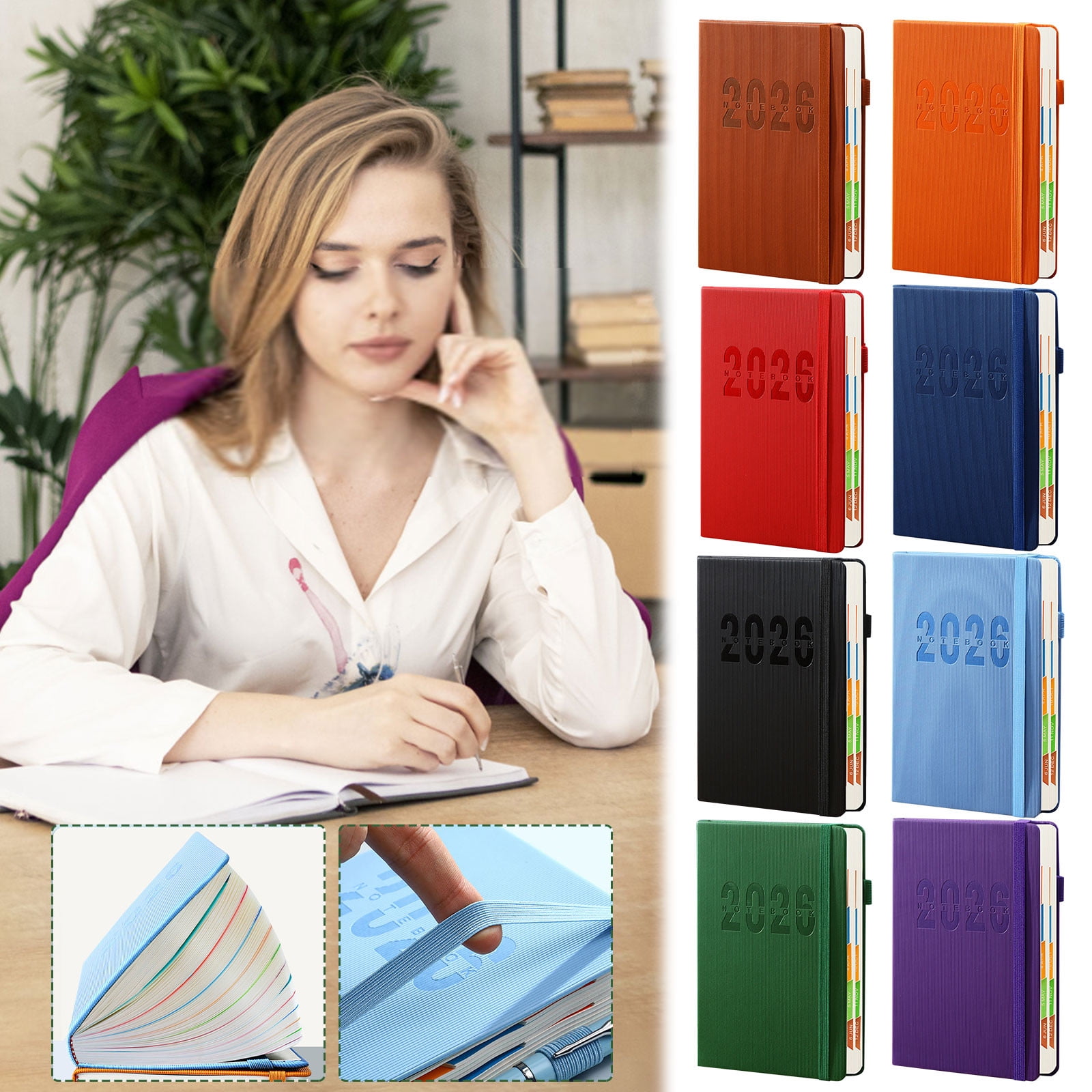 2026 Weekly Planner Notebook, Daily Planner Hardcover Calendar with Tabs and Pen Strap, 200 Pages Journaling Notebooks Daily Time Management Plan for Office โ image 4