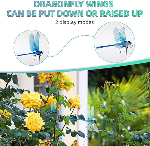 12pcs Artificial Dragonfly Clips for Outdoor Use 3D Dragonfly Decor Gardening, 3D Dragonfly Garden Decorative Clips — image 2