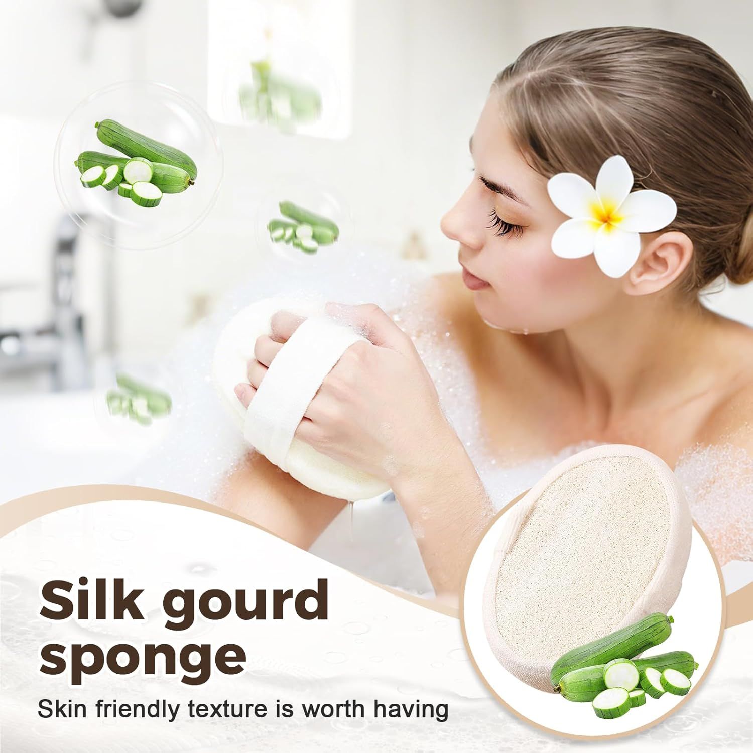 2025 Natural Loofah Sponge - Exfoliating Body Scrubber for Shower, Eco-Friendly Loofah for Men & Women (1pcs) — image 4