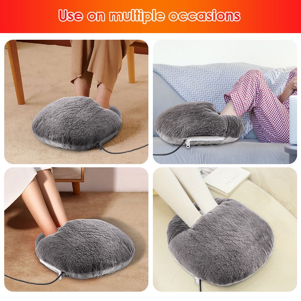 Electric Heated Foot Warmers USB Slippers for Men and Women, Heating Pad Feet Warmer,Foot Heating Warmer for Heat Therapy and Pain Relief Gray — image 4