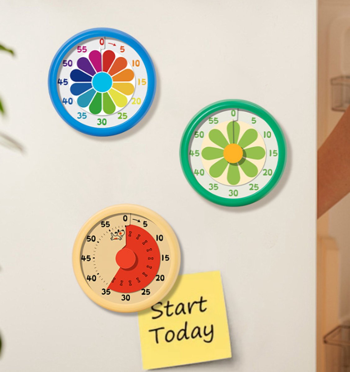 Kitchen Timer - Digital Kitchen Timer - Child-Friendly Visual Mechanical Timer - Magnetic Sticker Timer - Flower Pattern โ image 2