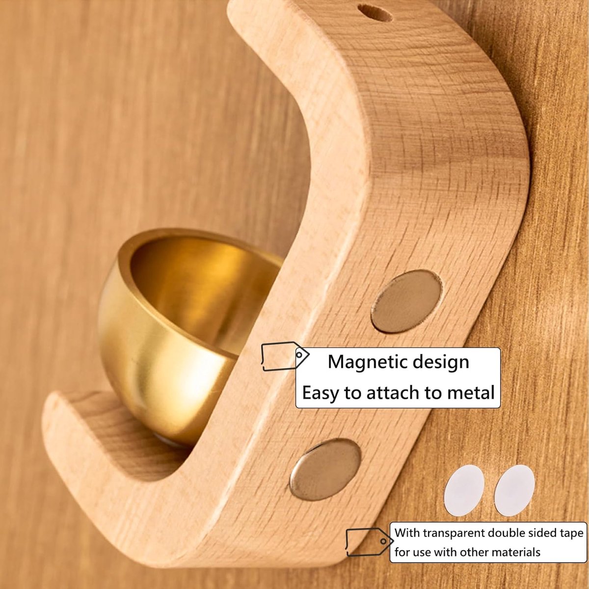 Wind Chime - Magnetic Wind Chime - Wooden Doorbell - Wooden Shop Bell - For Opening Doors (Light Brown) โ image 2