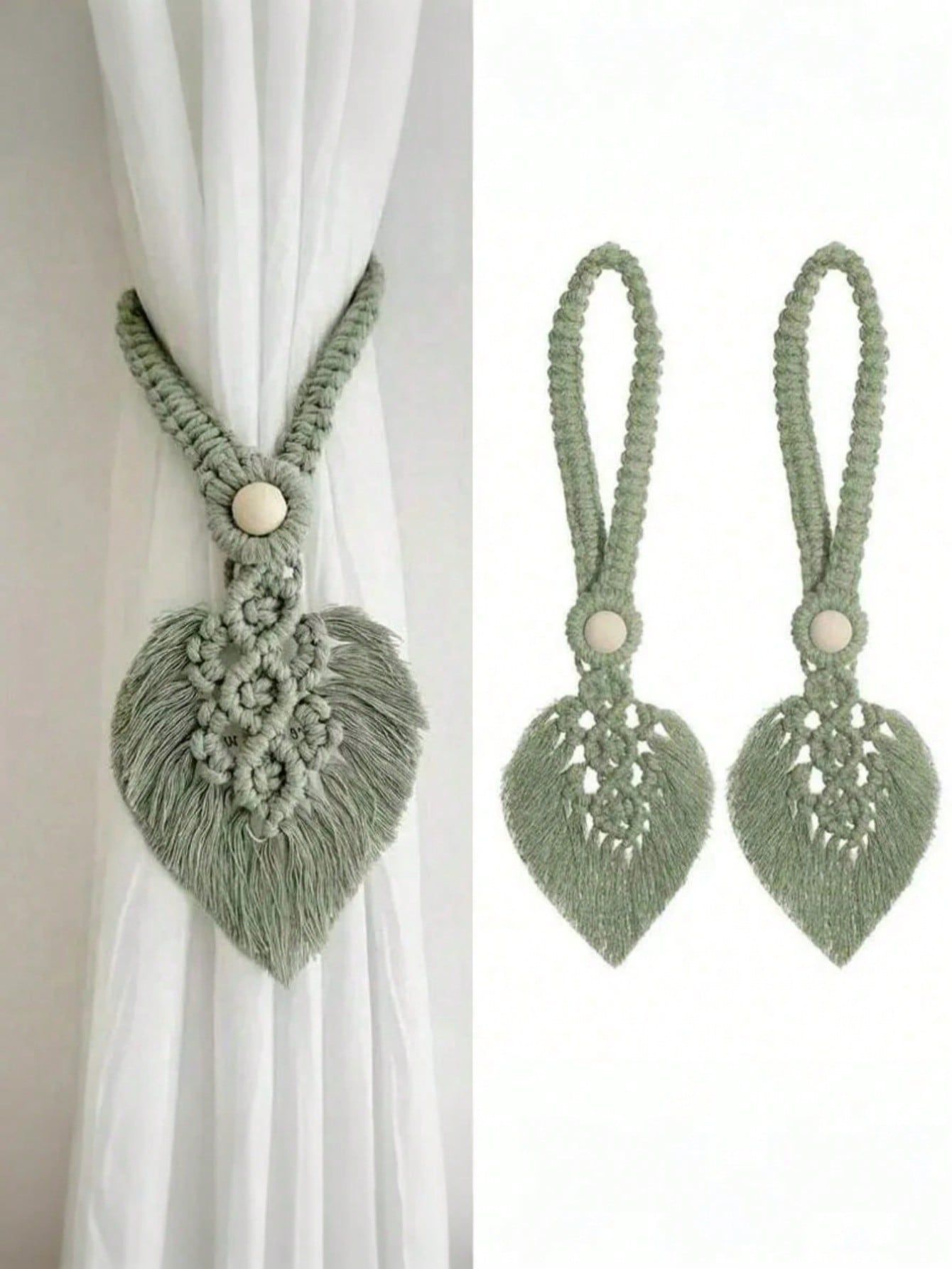 2pcs Set Of Bohemian Style Curtain Straps Hand Woven Colorful Leaf Decorative Buckles Curtain Binding Ropes Home Soft Decoration Hanging Ornaments Wedding