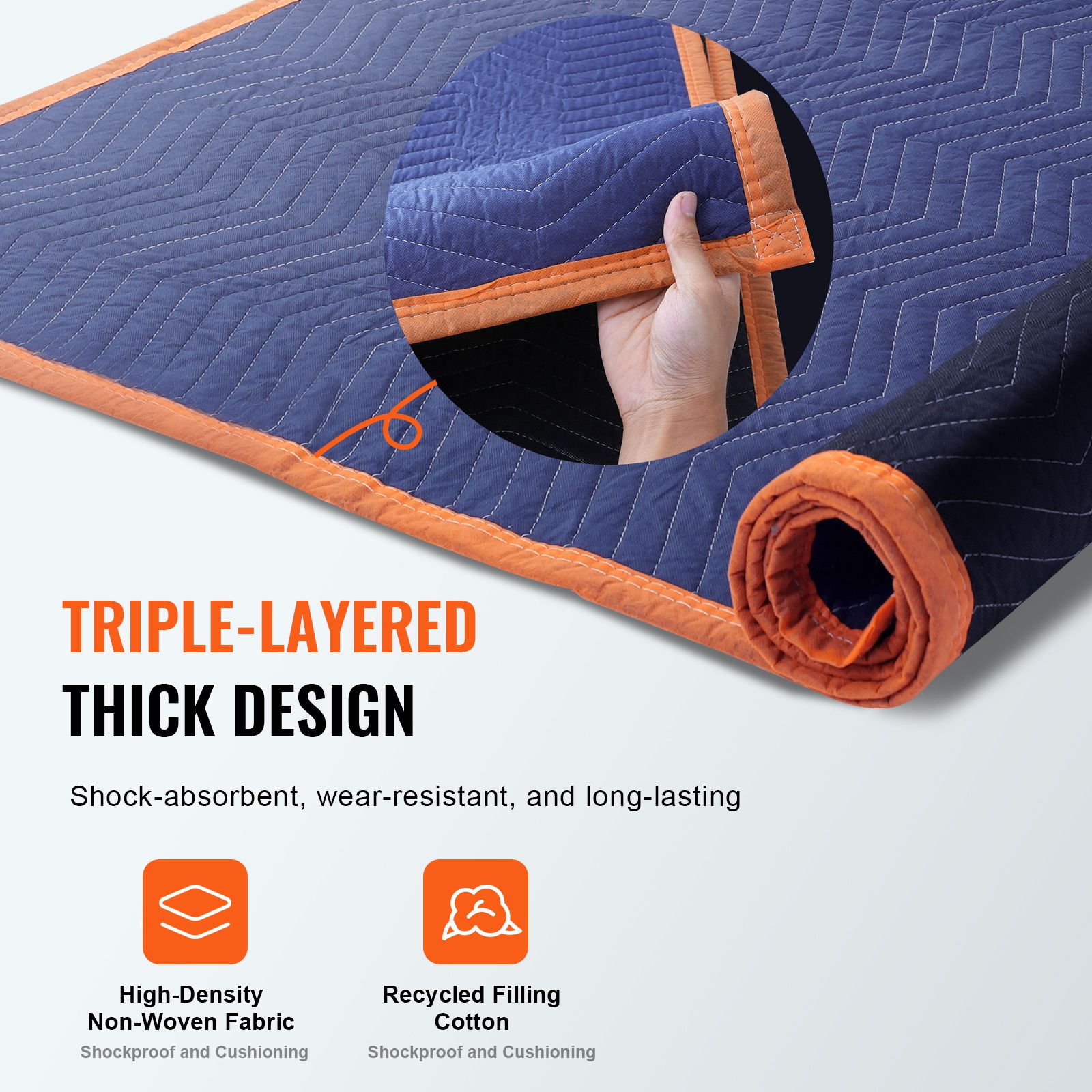 Moving Blankets, 2032 x 1829 mm, 15.6 kg/dz, 12 Packs, Professional Non-Woven & Recycled Cotton Packing Blanket, Heavy Duty Mover Pads for Protecting โ image 3