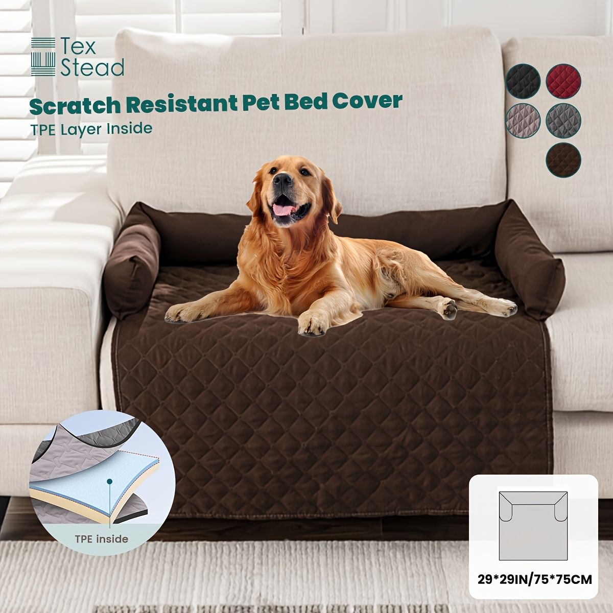 75 × 75CM scratch resistant pet bed cover — image 4