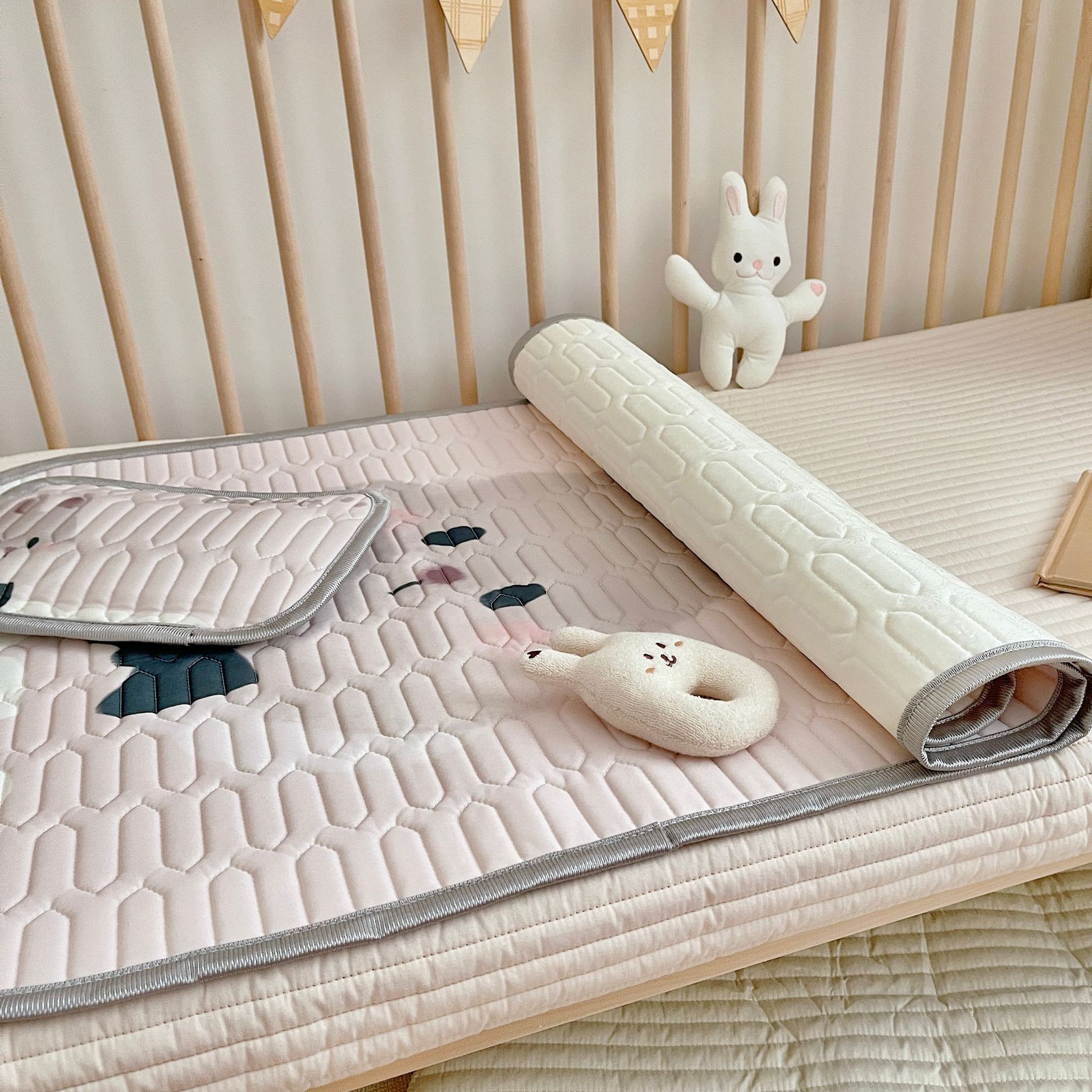 Cute Cat Pattern 2 Piece Set Kids Cooling Pad Set - 60x120cm Cartoon Latex Mattress Protector, Pillow โ image 6