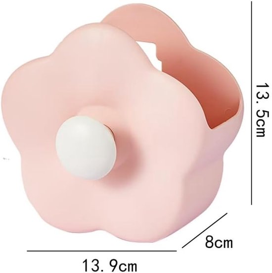 Flower-shaped Makeup Brush Holder - Multifunctional Makeup & Desk Storage Organizer - Compact Design 14.8 x 13.5 x 8 cm - Pink — image 4