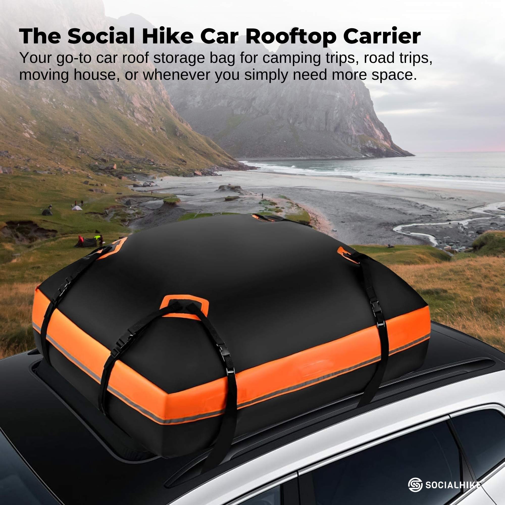 Social Hike 428L Car Rooftop Storage Carrier - Soft-Shell Waterproof Roof Bag β image 2
