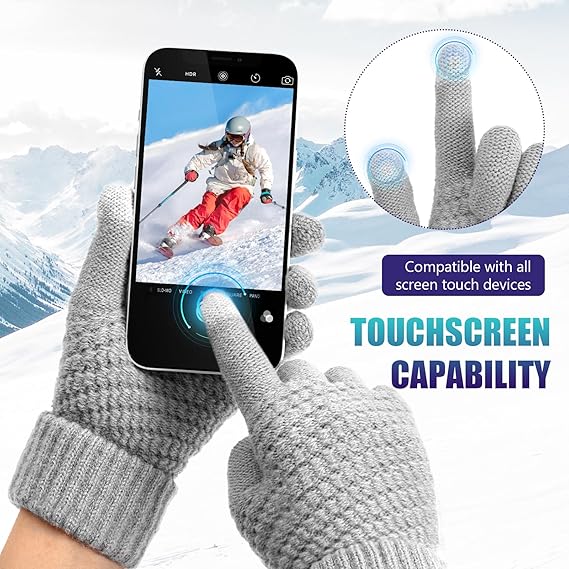 Winter gloves - Fleece gloves - Warm - Soft - Touchscreen gloves - Ladies' winter gloves - Suitable for cold weather - Knitted gloves - 2 pairs - Black gloves — image 4