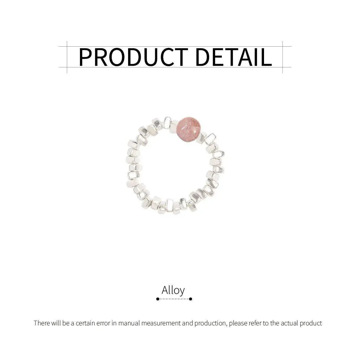 Elegant Pink Beads and Silver Beads Ring Delicate Jewelry for Women and Girls โ image 3