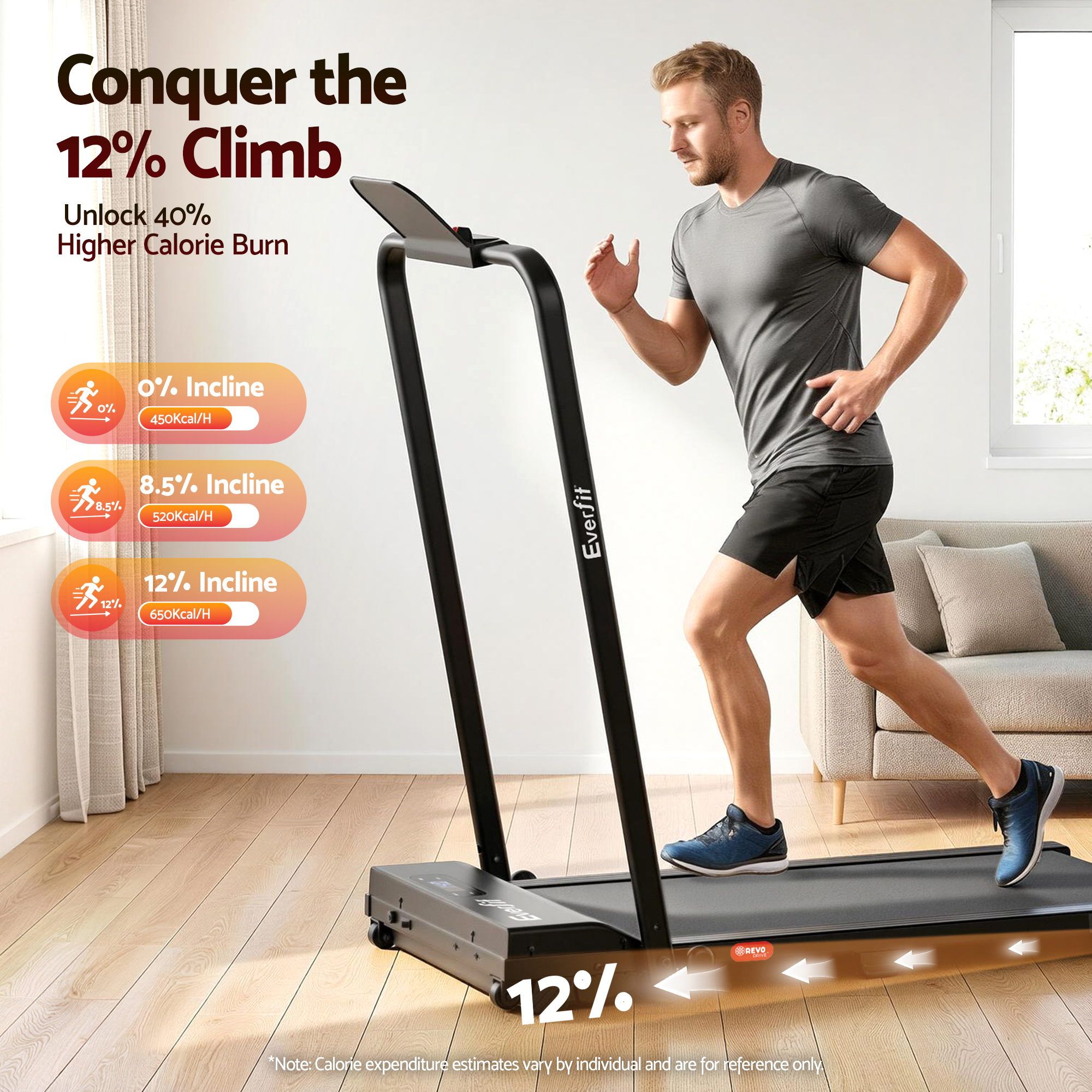Everfit 3 in 1 Walking Pad Treadmill 12% Incline Under Desk Foldable Treadmills for Home Gym With 38cm Wide Belt APP Control — image 5