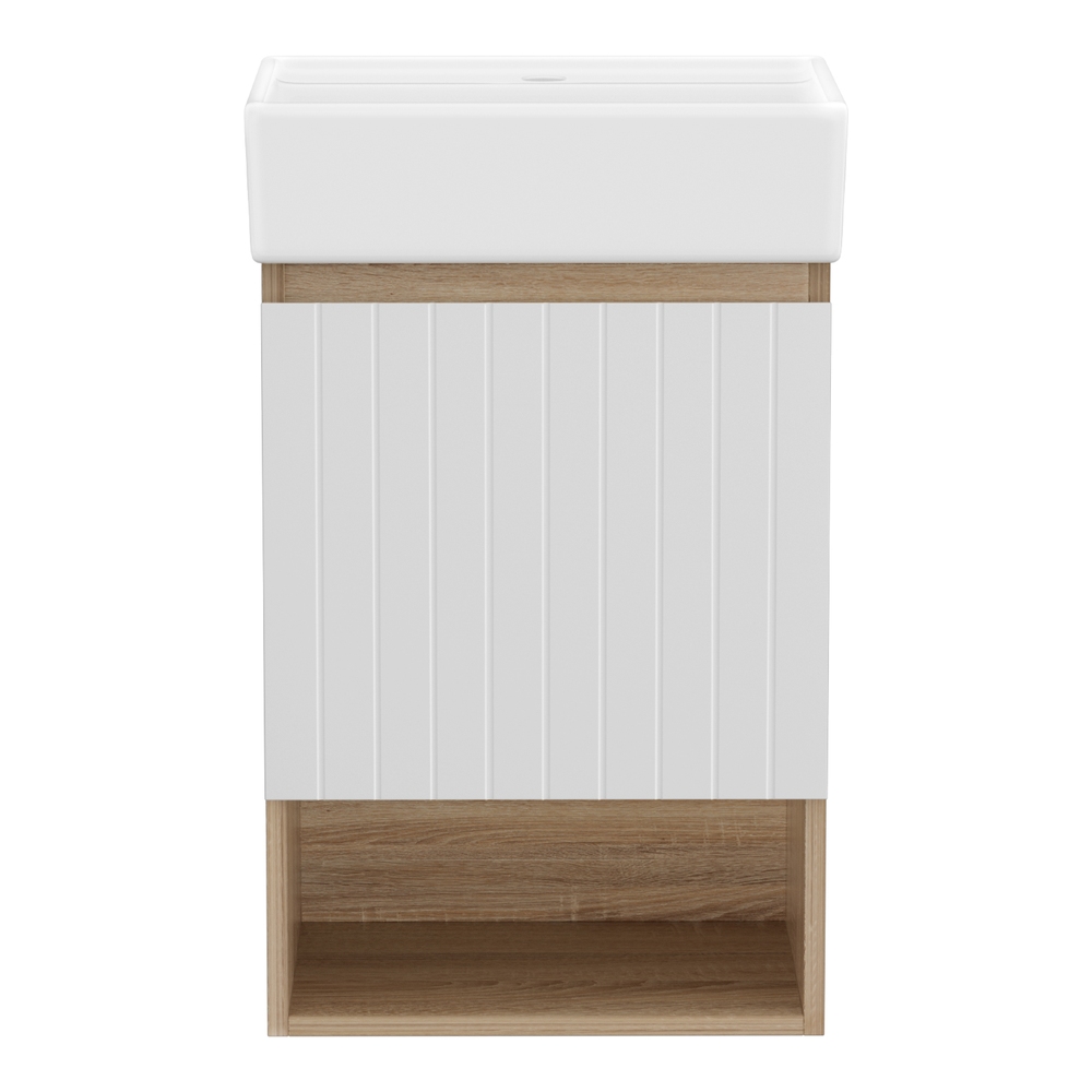 Cefito Vanity Unit 445mm Basin Bathroom Cabinet Storage Wall Hung Sink White — image 3